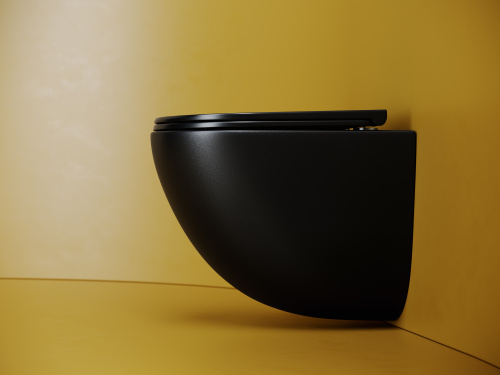 Унитаз подвесной Ceramica Nova VOGUE CN4008TMB черный матовый с сиденьем микролифт безободковый смыв торнадо - фото 3