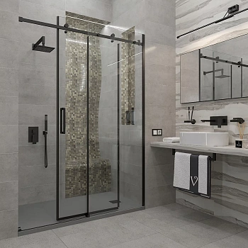 Душевая дверь Veconi Vianno VN74B-130-01-C4 130х195 стекло прозрачное профиль черный