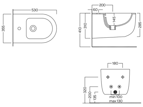 Биде Hatria FUTURA A0Y9B802 подвесное - фото 3