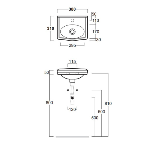 Раковина из санфаянса Simas Londra LO944bi*1 38х31 подвесная цвет белый 1 отверстие под смеситель - фото 2