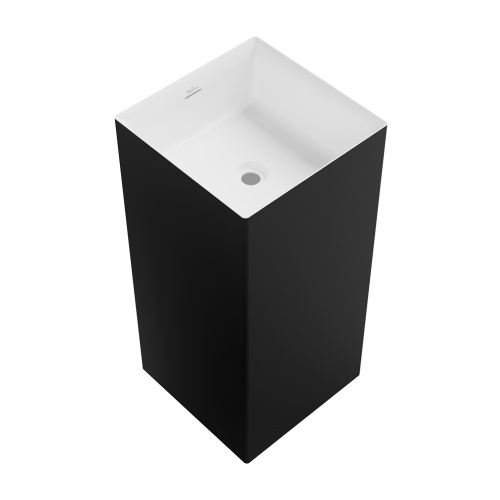 Раковина акриловая Wellsee Pure BY Wellsee 230713000 40х40 напольная цвет черный/белый без отверстий под смеситель - фото 2