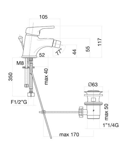Смеситель Fiore 42CR3710 на биде хром - фото 3