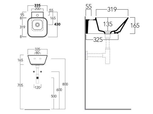 Раковина из санфаянса Simas WA 07 34х43 подвесная цвет белый - фото 3