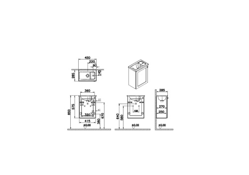 Тумба с раковиной Vitra Root Classic 68608 45х29х58 подвесная цвет темно-синий матовый - фото 2