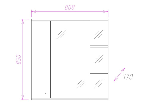 Зеркало-шкаф Onika Эльбрус 208022 81х17х85 подвесной цвет белый - фото 3