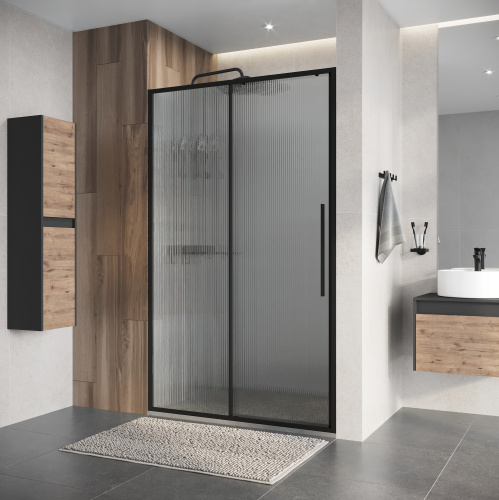 Душевая дверь Niagara Nova NG-84-L12FHB 120х195 стекло рифленое профиль черный матовый - фото 3