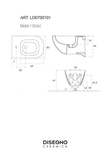 Биде Disegno Ceramica Loom LO00700151 подвесное - фото 2