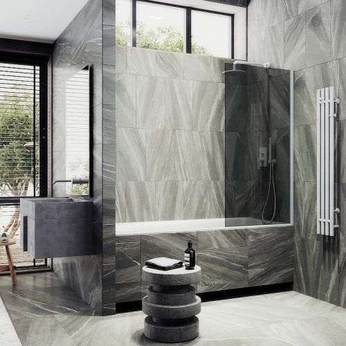 Душевая шторка на ванну Maybah Glass MGV-81-1ш 70х140 стекло тонированное профиль белый ориентация универсальная - фото 3