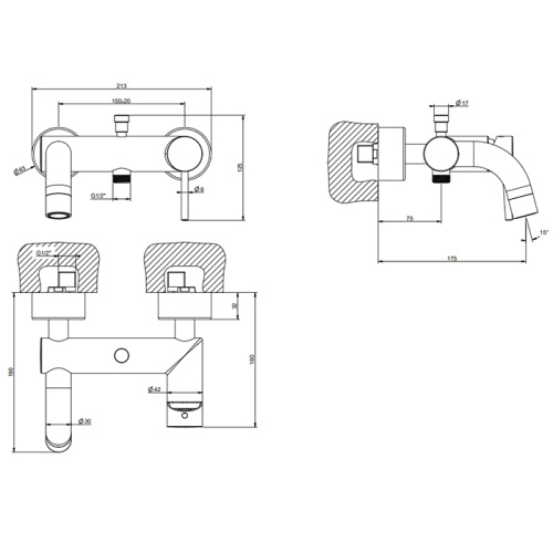 Смеситель Gessi Emporio Via tortona 18613#149 настенный никель - фото 2