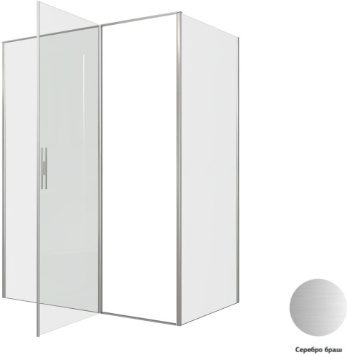 Душевой уголок Allen Brau Priority 3.31038.BA + 3.31044.BA 160х90 стекло прозрачное профиль серебро брашированное без поддона - фото 4