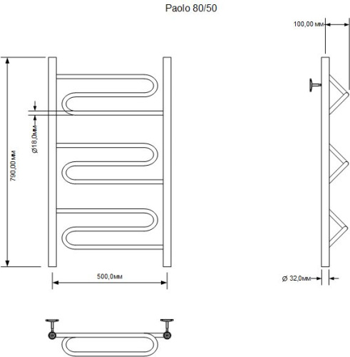 Полотенцесушитель Aquanet Paolo 00266733 50х80 водяной хром - фото 2