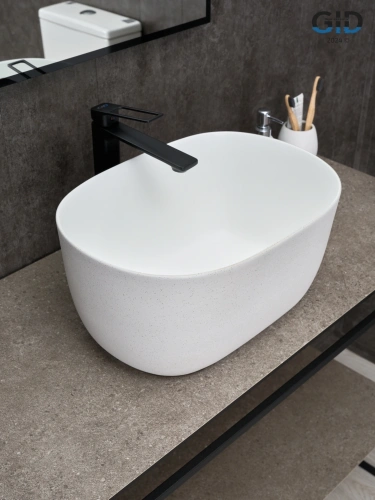 Раковина керамическая Gid Creativo 51220 50х30 накладная цвет белый без отверстий под смеситель - фото 5