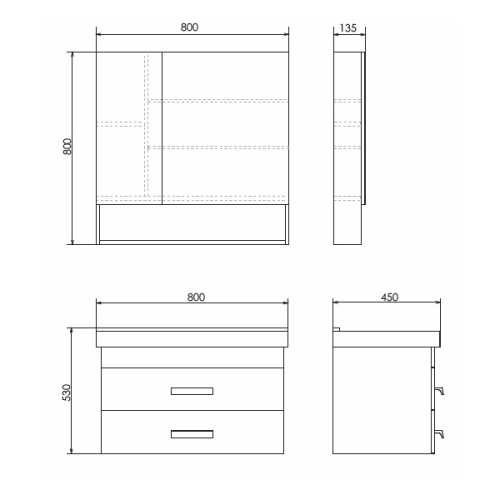 Тумба с раковиной Comforty Никосия 00-00008856CF 80х45х53 подвесная цвет дуб темный - фото 2