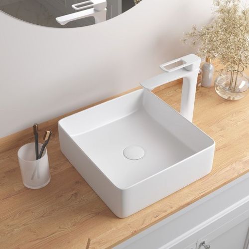 Раковина из сантехнического фарфора IDDIS Slide SLIWM01i27 36х36 накладная цвет белый без отверстий под смеситель - фото 5