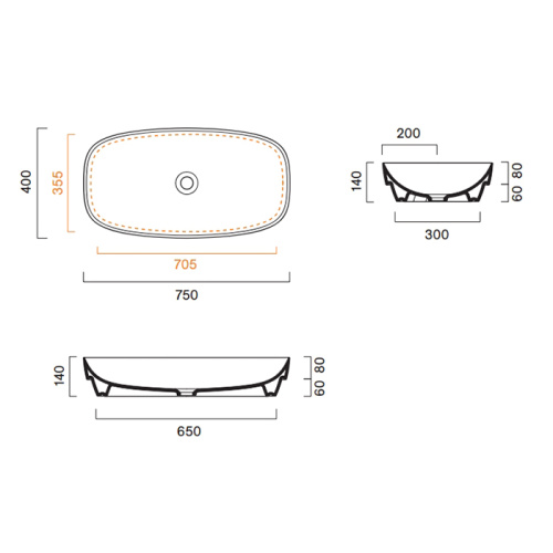 Раковина керамическая Catalano Alvea 75 см 624750001 полувстраиваемая цвет белый без отверстий под смеситель - фото 2