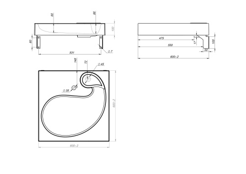 Раковина из искусственного мрамора Stella Polar Шебби SP-00001486 60х60 над стиральной машиной цвет черный матовый - фото 3