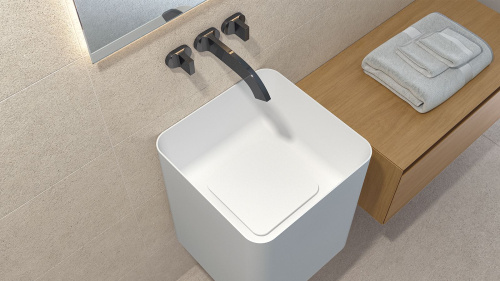 Раковина из искусственного камня Zenon Aris 4000.000.000.000.39673 42х42 подвесная цвет белый матовый - фото 4