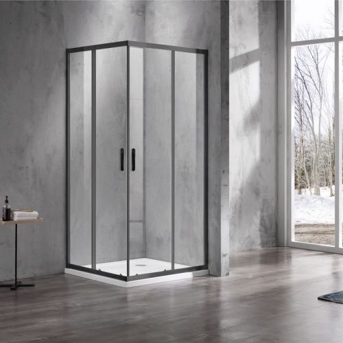 Душевой уголок Azario MILTON AZ-ND1142 1000 Black 100х100 стекло прозрачное профиль черный без поддона - фото 2