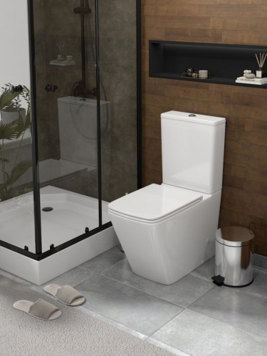 Унитаз напольный с бачком Teymi Helmi T40306 белый с сиденьем микролифт безободковый смыв торнадо - фото 3