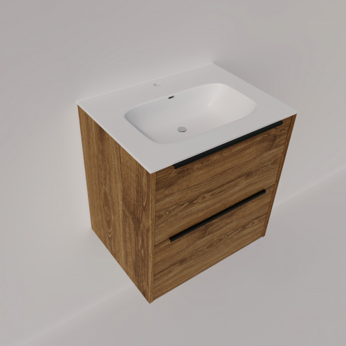 Тумба под раковину La Fenice Tesoro FNC-01-TES-DKK-60-2 59х39х62 подвесная цвет коричневый матовый - фото 5