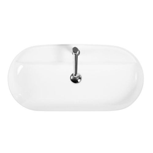 Раковина из сантехнического фаянса BelBagno BB1347 80х40 накладная цвет белый 1 отверстие под смеситель - фото 2