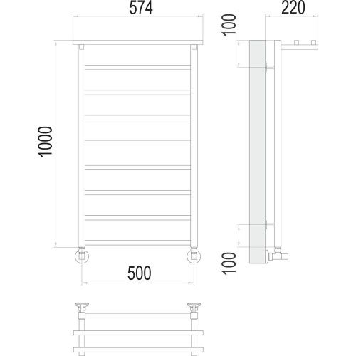 Полотенцесушитель Terminus 4670078529749 57х100 водяной хром - фото 3