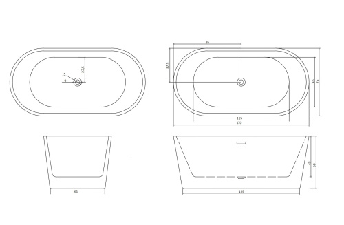 Ванна акриловая Cerutti SPA CT10521 170х75 отдельностоящая овальная с ножками - фото 4