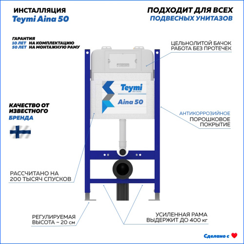 Инсталляция для унитаза Teymi Aina T70033 - фото 2