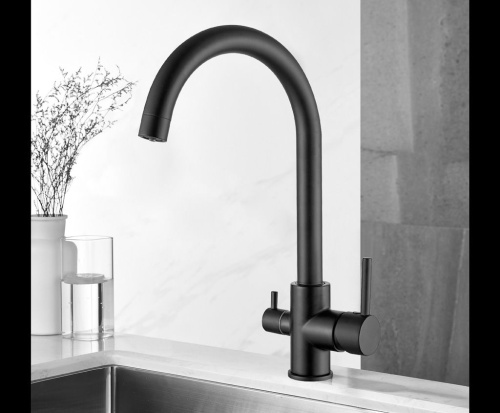 Смеситель для кухни AQG DUO 05SPL560NG на столешницу черный матовый - фото 2