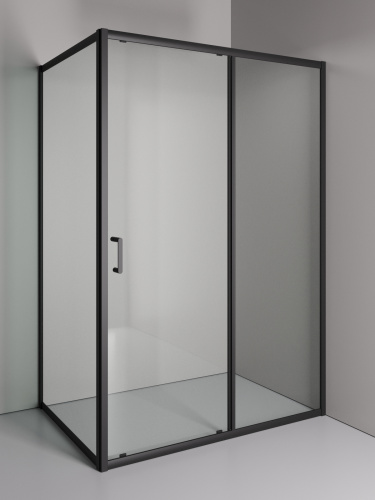 Душевой уголок Orange E23-13090TB 130х89 стекло прозрачное профиль черный без поддона - фото 2