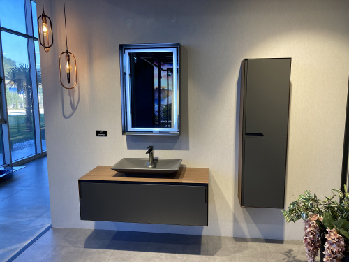 Шкаф-пенал Orka Craft 3000319 40х27х138 подвесной цвет орех/антрацит - фото 3