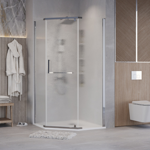 Душевой уголок Grossman Pragma 302.K33.03.1010.10.02 100х100 стекло текстурное профиль хром глянцевый без поддона - фото 3