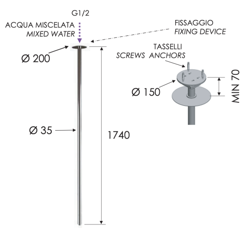 Излив Remer 91VLN2 потолочный хром - фото 2