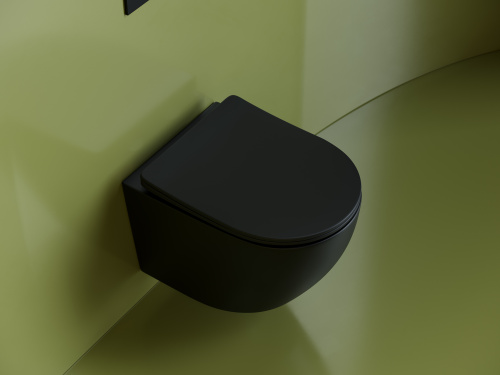 Унитаз подвесной Ceramica Nova UNO CN11001MB черный матовый с сиденьем микролифт безободковый душевой смыв - фото 3