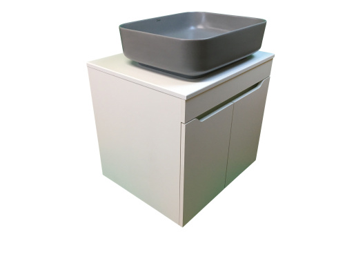 Тумба с раковиной Sintesi STL.W7019_SIN-LVB-APP-409GM 60х55х50 подвесная цвет белый/темно-серый - фото 4