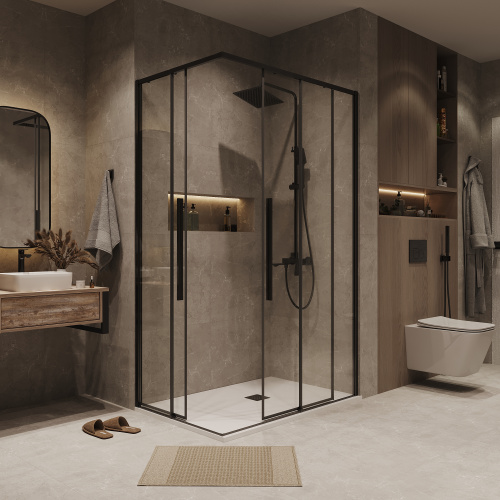 Душевой уголок Grossman Galaxy 300.K33.01.1190.42.00 110х90 стекло прозрачное профиль графит матовый без поддона - фото 4