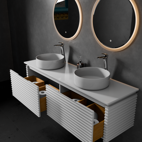 Тумба с раковиной+зеркало Art Decco Jacqueline (Жаклин) AJC15W34D3M0 150x45x40 подвесная цвет белый - фото 3