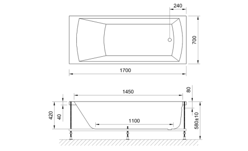 Ванна акриловая Royal Bath VIENNA RB953203 170х70 пристенная прямоугольная без каркаса - фото 4
