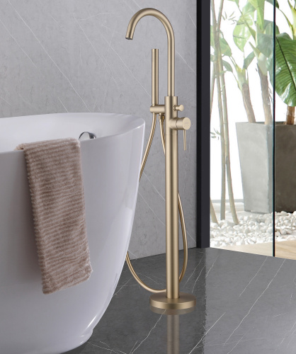 Смеситель ABBER Wasser Kreis AF8115G напольный золото матовое - фото 2