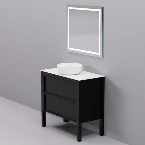 Тумба с раковиной+зеркало Art Decco Elisa (Элиса) AES09F78S3M0 90x45x85 напольная цвет черный дуб - фото 3
