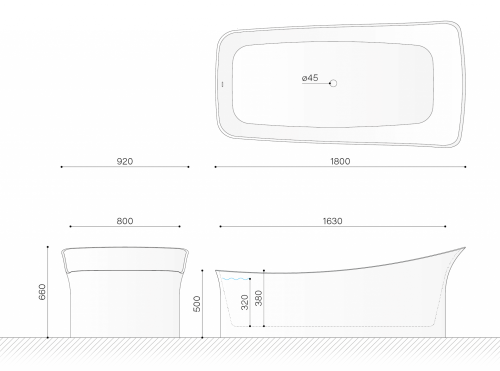 Ванна из искусственного камня Technova Bluma VATBL 180х92 отдельностоящая прямоугольная - фото 3