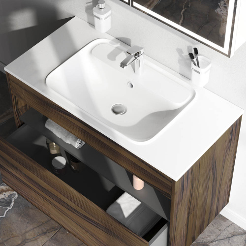 Тумба под раковину Am.Pm Func M8FFUX1001OF 101х49х70 подвесная цвет темное дерево - фото 4