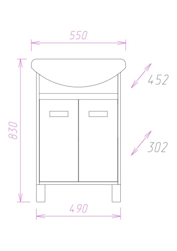 Тумба под раковину Onika Гамма 105537 49х30х68 напольная - фото 3