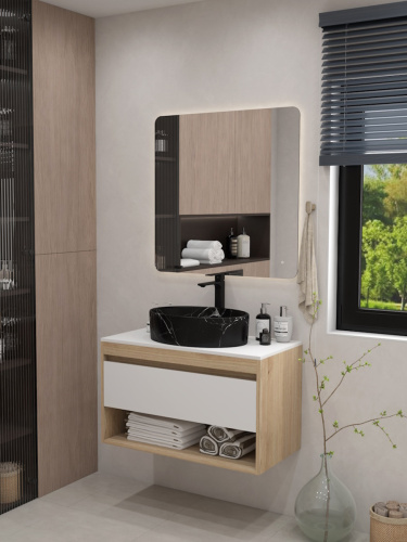 Раковина из сантехнического фарфора Teymi Lori T50485 51х36 накладная цвет черный мрамор без отверстий под смеситель - фото 3