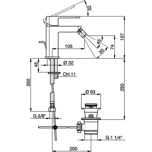 Смеситель Cisal Roadster RR00055021 на биде хром - фото 2