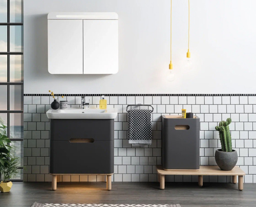 Тумба с раковиной Vitra Sento 60836 78х49х67 подвесная цвет антрацит матовый - фото 2