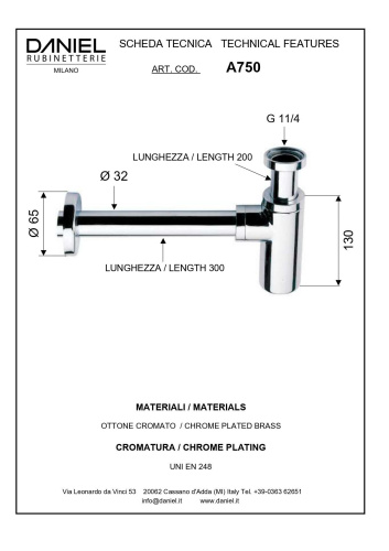 Сифон для раковины Daniel A750-14 - фото 2