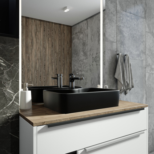 Раковина из сантехнического фарфора Teymi Helmi S T50297 48х37 накладная цвет черный 1 отверстие под смеситель - фото 5