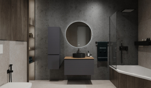 Шкаф-пенал Jorno COSSETY Coss.04.124/P/A/JR 33х27х124 подвесной цвет антрацит - фото 2