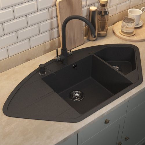 Кухонная мойка Uperwood Quartz Premium UPD-06 3910202123 100х50 цвет черный поверхность матовая - фото 3